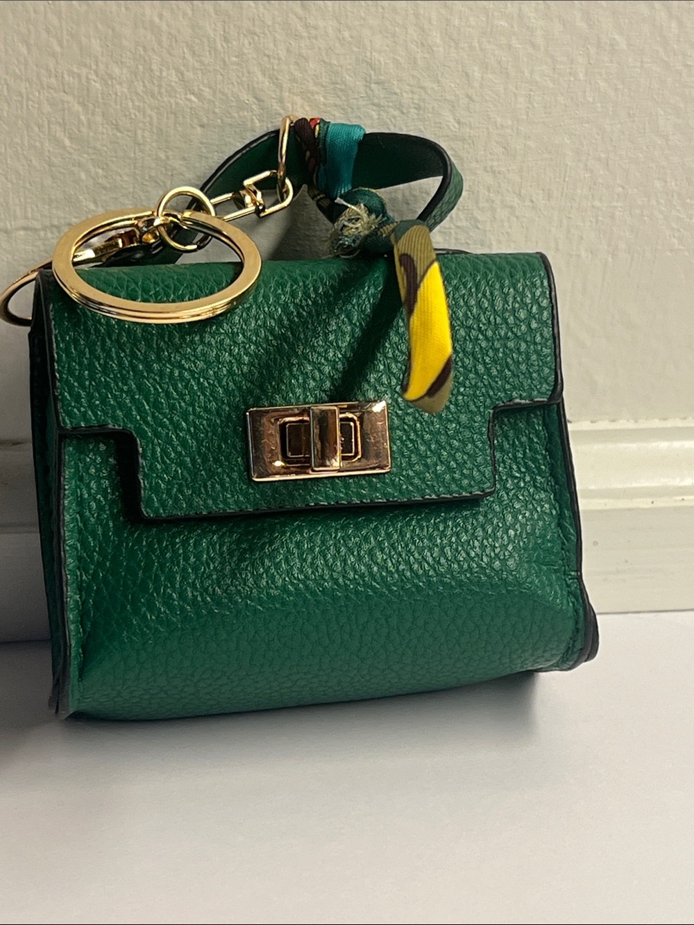 Green Mini Crossbody Bag with Gold Hardware